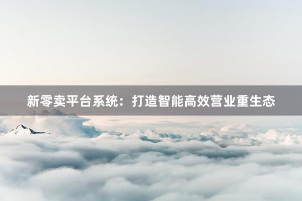 新零卖平台系统：打造智能高效营业重生态